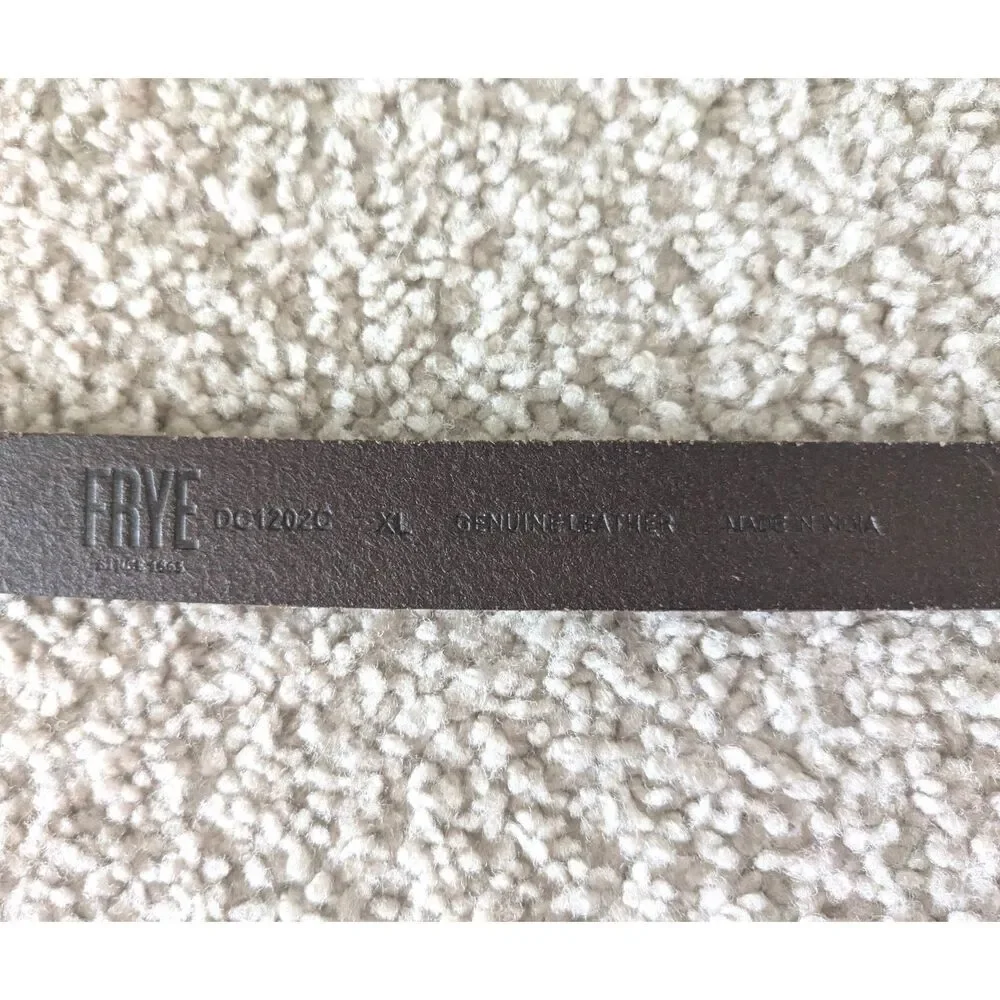 Frye Brown Genuine Leather Twist Side Detail Brass Studded Belt Sz XL